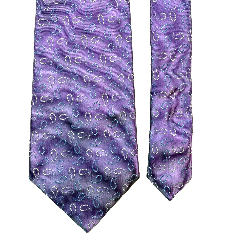 Turnbull & Asser Silk Tie Violet Paisley Pattern Trad Luxury Designer England UK - Picture 3 of 9